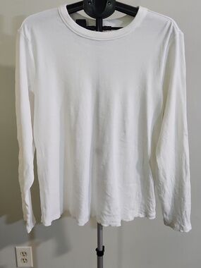 Pact Womens Ribbed Long Sleeve Shirt - White. Size XXL.